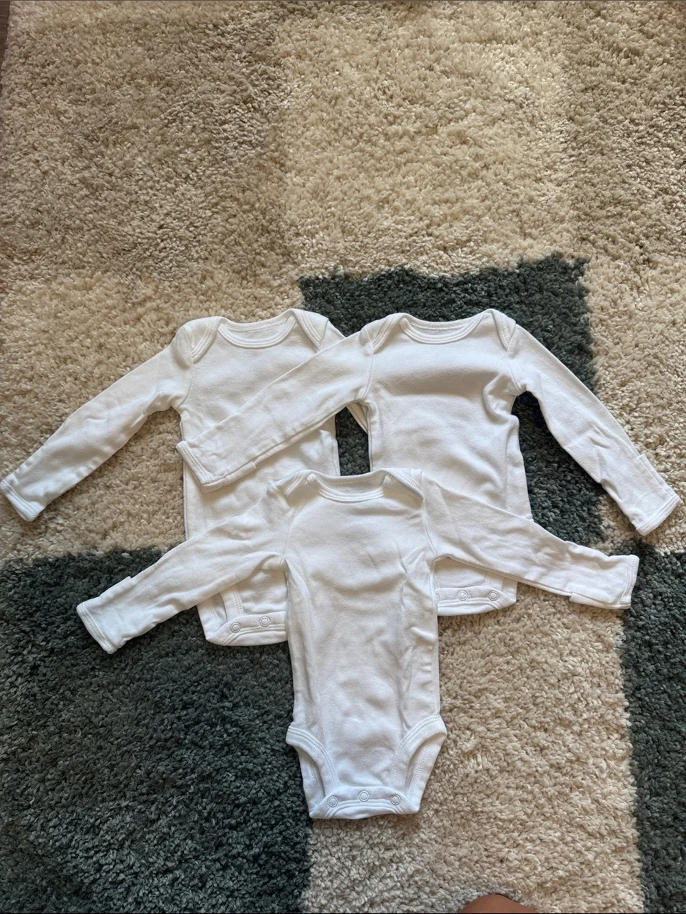 Carter’s White Long-Sleeve Baby One-Piece Bodysuits (Set of 3)